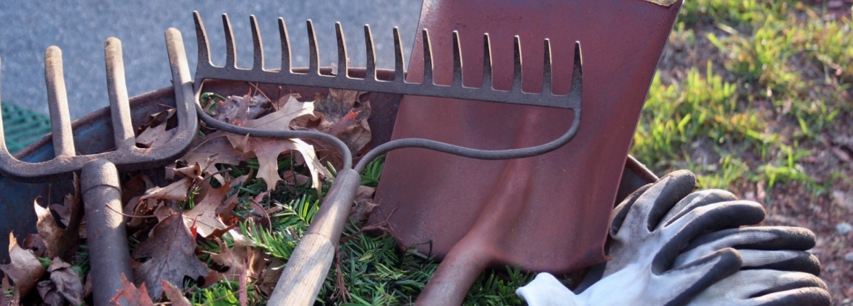 tuingereedschap op kruiwagen