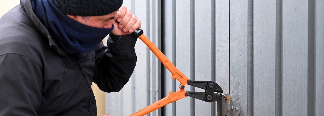 Inbreker die in een garage breekt